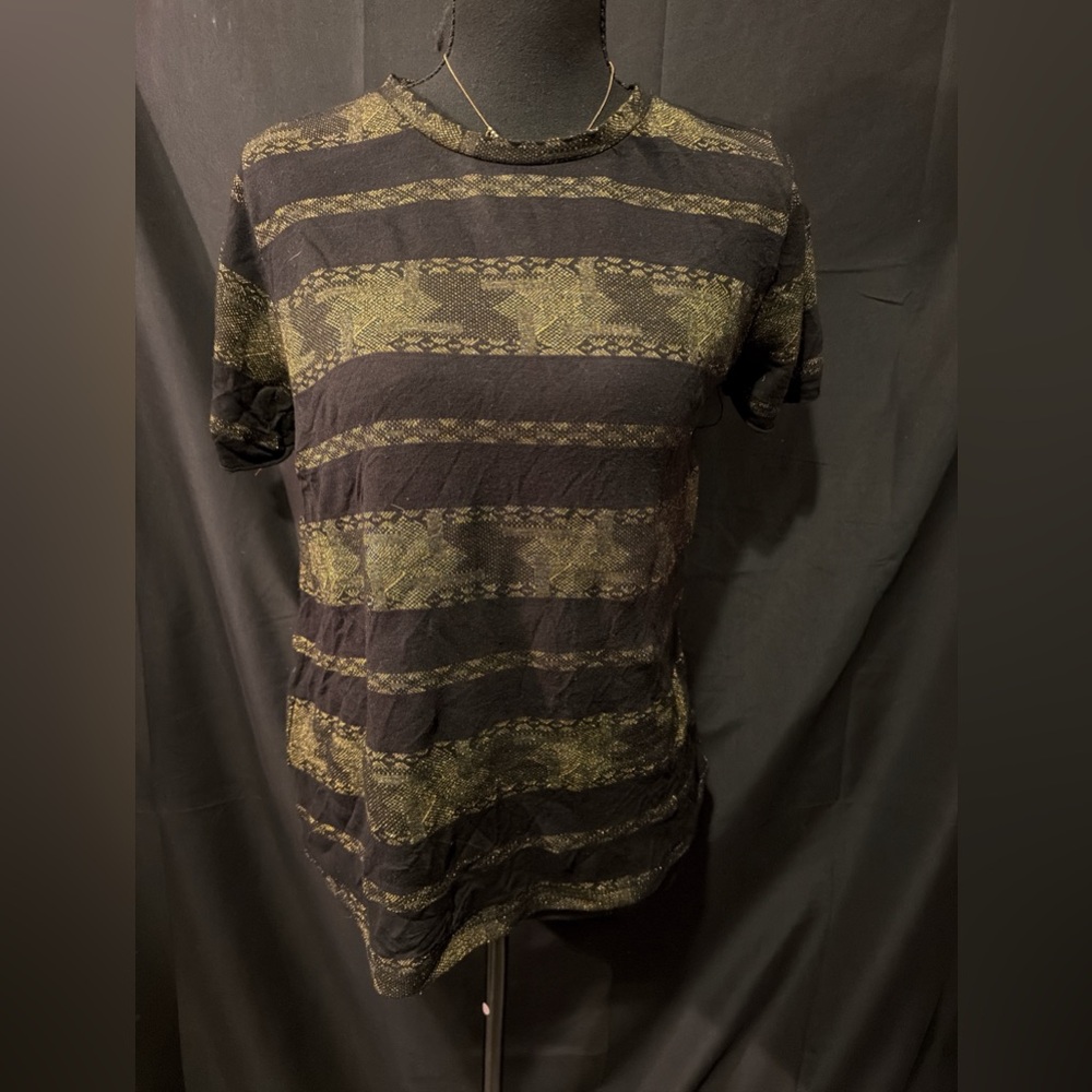 Lucky Brand Black and Gold Striped Woman’s Shirt